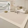Alfombra minimalista estilo crema para sala de estar del hogar, terciopelo de cristal, adecuada para dormitorio, sofá, mesa de centro, resistente a la suciedad, fácil de mantener, alfombra de mesita de noche