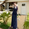 Comercio exterior mujer tiro real vestido floral con cuello en V de encaje francés diseño de cintura de verano vestido de vacaciones