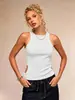 Top sin mangas estilo "chica hot" europeo y americano transfronterizo para mujer, top tipo tank ajustado con cordones y detalles calados en la cintura para usar en verano