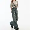 Tendencia de Verano 2026 Nuevos Jeans Acampanados Rasgados Vintage para Mujer, Pantalones Sueltos de Pierna Ancha de Campana Largos hasta el Suelo