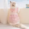 Vestido de Gato para Primavera y Verano con Lazo Estilo Princesa, Vestido Delgado para Gatitos y Perros Pequeños a Medianos, Ropa para Mascotas