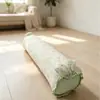 Almofada Rolo Listrada de Gaze de Algodão Puro Camada Dupla Orelha de Coelho Renda Almofada Cilíndrica Almofada para Dormir de Lado Almofada para Prender as Pernas Almofada de Encosto de Sofá Almofada de Cabeceira