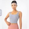 Top Esportivo com Bojo Fixo Colorido e Costurado para Mulheres, Cor Nude, Amigo da Pele, Efeito Emagrecedor, Top Fitness para Yoga com Costas em Bolha