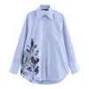 Camisa Listrada com Estampa Floral da Moda Explosão Europeia e Americana do AliExpress