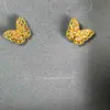 Loja de Ouro Mesmo Estilo Areia Dourada Fio Dourado Brincos de Pena Borboleta com Diamantes Filigrana Vazada Borboletas de Camada Dupla para Mulheres
