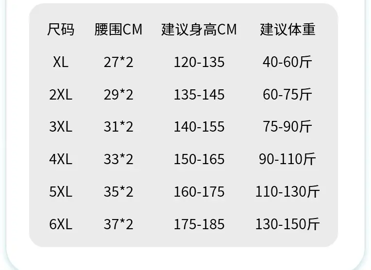 尺寸表