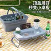 Cesta de Picnic Plegable para Exterior Excursión de Primavera Camping Caja de Almacenamiento Picnic Coche Cesta de Almacenamiento Portátil con Tapa y Tabla de Mesa