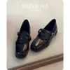Versão guardada por mim~Sapatilhas esportivas para mulheres, combinadas com saias, absolutamente lindas, retrô, sapatos Mary Jane de sola grossa, sapatos de bico quadrado estilo francês