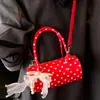 Bolso de Mano de Lunares Versátil de Moda 2025 para Mujer, Bolso Cilindro de Hombro Exquisito y Moderno, Bolso Cruzado para Viajes