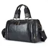 Bolsa de Ombro Transversal de Couro Genuíno Masculina Steel Lion Couro Bovino de Primeira Camada Grande Capacidade Bolsa Maleta de Viagem Transversal