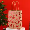 [Uau] Bolsa Tote Floco de Neve de Natal, Sacola de Presente, Sacola de Embalagem Plana com Fundo Plano de Papel Kraft para Festas, Sacola de Presente