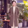 Casaco de inverno transfronteiriço para mães, com gola de lapela, moderno e casual, caimento justo, plus size, de lã, emagrecedor e rejuvenescedor, jaqueta versátil