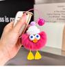 Lindo llavero de coche con colgante de pato de piel de conejo Rex, muñeco de peluche, pequeña bola de carbón, bolso colgante