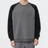 Sudadera informal de punto de moda, ajuste regular holgado, para jóvenes, primavera y otoño, estilo retro americano, cuello redondo, con forro polar para hombre en otoño e invierno
