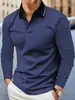 2025 Camisa Polo Masculina de Manga Longa Europeia e Americana Primavera e Outono Nova Estampa 3D Casual de Negócios Camisa Polo com Botão