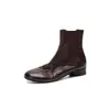 Botines Chelsea de Piel de Oveja Lavada Estilo Old Money Otoño/Invierno 2026 Tacón Bajo Grueso Punta Redonda Piel Genuina Slip-On Botines para Tobillo para Viajes Diarios para Mujer Talla 42