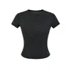 Camiseta de Manga Corta con Lunares, Cuello Redondo, Corte Ajustado, Favorecedora para Mujer, Dulce Estilo Blogger, Celebridad de Internet, Vacaciones, Top Corto Casual, Puro Deseo