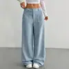Comercio Exterior Europeo y Americano Amazon Transfronterizo Ropa Casual para Mujer con Bolsillos Delanteros y Traseros Holgados Color Sólido Bolsillos Pantalones de Pierna Ancha Largos Casual