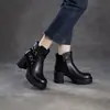 Botines estilo Martin de suela gruesa y tacón grueso estilo Maillard para mujer 2026 Otoño/Invierno Nuevas Botas de Moda Adelgazantes con Hebilla de Cuero Genuino