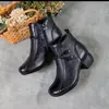 Otoño Invierno 2026 Botas Retro Martin para Mujer Botines Individuales Tacón Grueso Botines Cortos Piel Suave Cómodos Punta Redonda Suela Suave Zapatos para Mamá