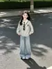 Conjunto de Sudadera Falsa de Dos Piezas Estilo Coreano Estilo Academia para Niñas Primavera y Otoño Jeans de Pierna Ancha Dos Piezas para Niños Medianos y Grandes