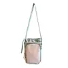 Bolsa cruzada con cordón de edición limitada de verano en colores macarrón colorblock para niñas, una bolsa ligera y portátil para botella de agua para compras diarias y salidas.