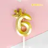 Vela Creativa de Dibujos Animados Dorada con Número de Cumpleaños 0-9 Decoración de Pastel para Bebé de Un Año Suministros para Fiesta de Cumpleaños