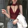 Top de Tubo Sexy de Encaje con Cuello Colgante y Espalda Descubierta Grande, Ropa Interior con Almohadilla en el Pecho, Transpirable, Ropa Exterior, Chaleco Sexy de Deseo Puro para Mujer
