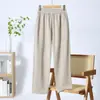 Calças Casuais Femininas Calças de Lançamento Grande Calças de Perna Larga Soltas Calças Culotte Cintura Alta Tamanho Grande Calças de Tornozelo de Primavera e Verão para Mães 40-50 Anos