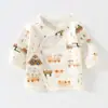Roupa de Primavera para Bebê Recém-Nascido Camisa Meio Costas, Roupa Estilo Monge Protetora da Barriga para Recém-Nascido, Top Sem Costas para Bebê de 0 a 3 Meses