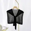 Ropa exterior fina de verano, cuello falso, chal pequeño, bufanda de chal tejido, protección cervical para mujer, seda helada, cuello y hombros, habitación con aire acondicionado