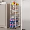 Estante de Almacenamiento de Cocina con Ruedas, Carro de Almacenamiento de Snacks Multicapa Removible de Pie, Gabinete de Almacenamiento Doméstico Estrecho para Ranuras