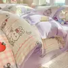 Conjunto de 4 piezas de terciopelo de leche fresca engrosado de invierno Grado A para maternidad y bebé, funda de edredón individual, sábana bajera, conjunto de 3 piezas para dormitorio de estudiante 4