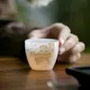 Taza de té de alta gama de seis colores, estilo vintage pintada a mano para ceremonias de té para maestros, juego de té de cristal, taza especial para beber té