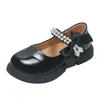 Zapatos de piel para niña, nueva colección primavera/otoño 2026, zapatos infantiles de moda, negro perla, zapatos sencillos para niña, zapatos para actuación escolar primaria