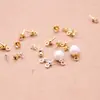Pendientes con tapón de rosca de ojo de oveja con cuentas de medio agujero que preservan el color del oro auténtico, collar de clavícula, colgante de perla, accesorios de bricolaje