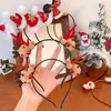 Faixa de Cabeça com Galhos de Natal, Grampo de Cabelo Bola de Pelo da Floresta, Faixa de Cabeça Fofa para Meninas Crianças, Decorações de Natal