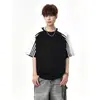 Camiseta de rayas de colores de alta calle manga corta hombre verano top T moderna holgada joven canalla guapo manga corta