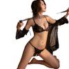 Sobrancelha Nell Roupa Íntima Sexy Pijama de Fio Terno de Três Peças Feminino Sexy Quente Renda Tentação Camisola Transparente