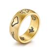 Anillo de acero de titanio con letras de flores y pájaros de amor con ojos intrépidos de estilo japonés y coreano, adornos de mano de moda para hombres, venta directa de fábrica