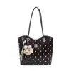 Bolso de mano con lunares para chica, estilo coreano, gran capacidad, versátil, bolso tote, bolso de hombro de moda de nicho