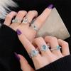 Anillo abierto de circonita aguamarina de color aguamarina, nuevo nicho transfronterizo, de lujo, ligero y de alta gama, joyería sencilla y combinable para mujer.