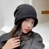 Touca Pós-parto Chapéu para Frio para Mulheres Outono e Inverno Pós-parto Afinar o Rosto Gorro de Lã Tricotado Proteção para a Cabeça à Prova de Vento Rosto Redondo Cabeça