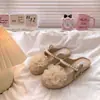 Brisa Vespertina~ Mules tipo Mary Jane florales de estilo francés para mujer, sandalias mules planas de punta abierta, dulces y elegantes