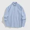 Design Minimalista de BolsoCamisa Masculina de Algodão Puro de Manga Longa 2026, Jaqueta Camisa Estilo Workwear de Cor Sólida para Outono