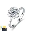 Anillo vintage floral hueco de plata S925 con moissanita, blanco frío, brillante, banda delgada, adecuado para citas, añade un sentido de atmósfera