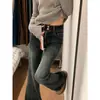 Jeans Micro Flare Retrô Americano Feminino Verão 2026 Novo Cintura Alta Fechamento Duplo Solto Flare Bootcut Calça Longa