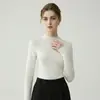 Suéter fino de lana estilo francés con cuello medio para mujer, de punto ajustado de manga larga como capa base, cálido y elegante, con una estética clásica de "dinero viejo".