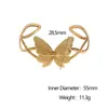 Pulseira Aberta de Aço Inoxidável Europeia e Americana Mais Vendida Design de Borboleta Elegante de Nicho Titânio Aço Dourado 18K Pulseira para Mulheres