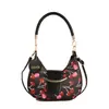 Bolso de hombro cruzado casual elegante para mujer, con estampado, gran capacidad, nuevo de verano 2026, forma de media luna, cerezas, para llevar debajo del brazo